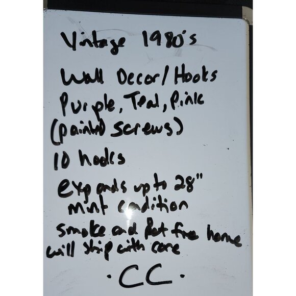 1980s Vitange Expandable Wall-Mounted Coat Rack Colorful Pegs Kitsch - Picture 10 of 10